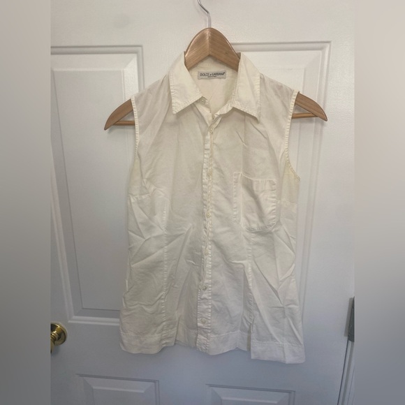 Dolce & Gabbana White Sleeveless Button Up Size 40 Classic Designer Vintage - Picture 1 of 6